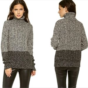Vince Wool Yak Blend Turtleneck Chunky Cable Knit Ribbed Pullover Sweater